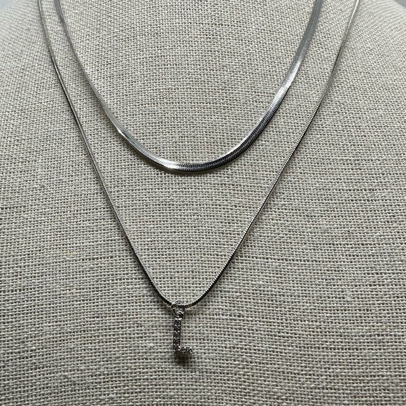 Letter Initial Necklaces, Double Layer Initial Pendant Necklaces - Picture 3 of 10